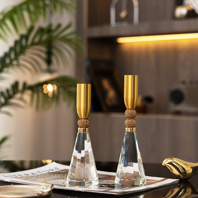 Candle Supplies Luxury - Bougeoir en verre cristal, ensemble d'ornements,